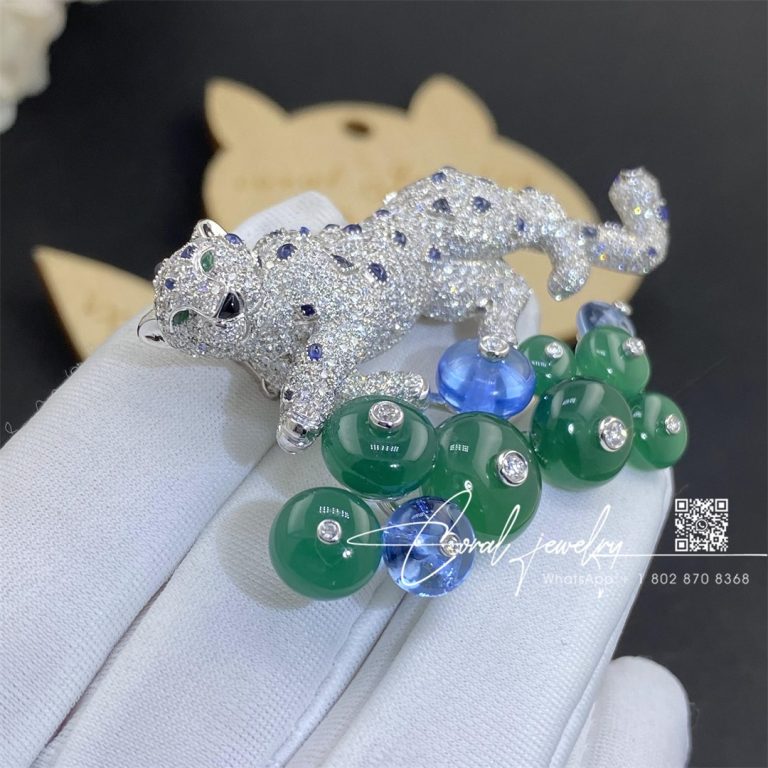 Cartier. Panthere De Cartier. Platinum, Diamond, Emerald, Sapphire & Onyx Panther Brooch (4)