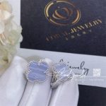 Van Cleef & Arpels Vintage Alhambra Earrings 18k White Gold And Chalcedony (2)