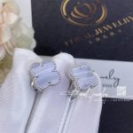 Van Cleef & Arpels Vintage Alhambra Earrings 18k White Gold And Chalcedony (5)