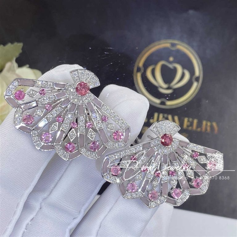 Garrard Fanfare Symphony Diamond And Pink Tourmaline Earrings In 18ct White Gold With Pink Opal (2)