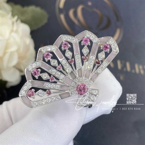 Garrard Fanfare Symphony Diamond And Pink Tourmaline Ring In 18ct White Gold With Pink Opal (14)