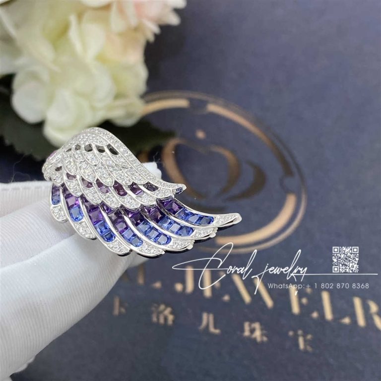 Garrard Wings Embrace Bird Of Paradise Ring In 18ct White Gold With Diamonds And Sapphires (7)