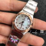 Replica Omega Constellation 27mm Quartz Rose Gold Bezel Mother Of Pearl Dial 123.20.27.60.05 (3)