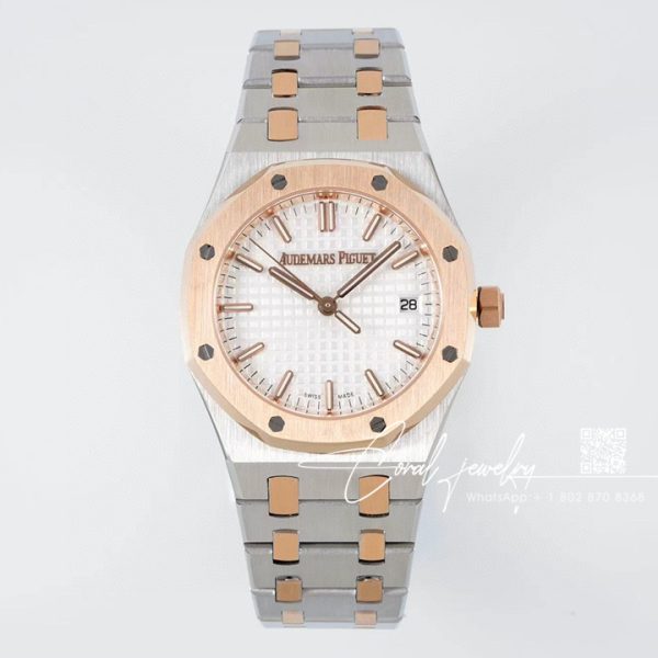 Replica Audemars Piguet Royal Oak Lady 33mm 8f Ss & Rg White Dial Swiss Quartz (1)