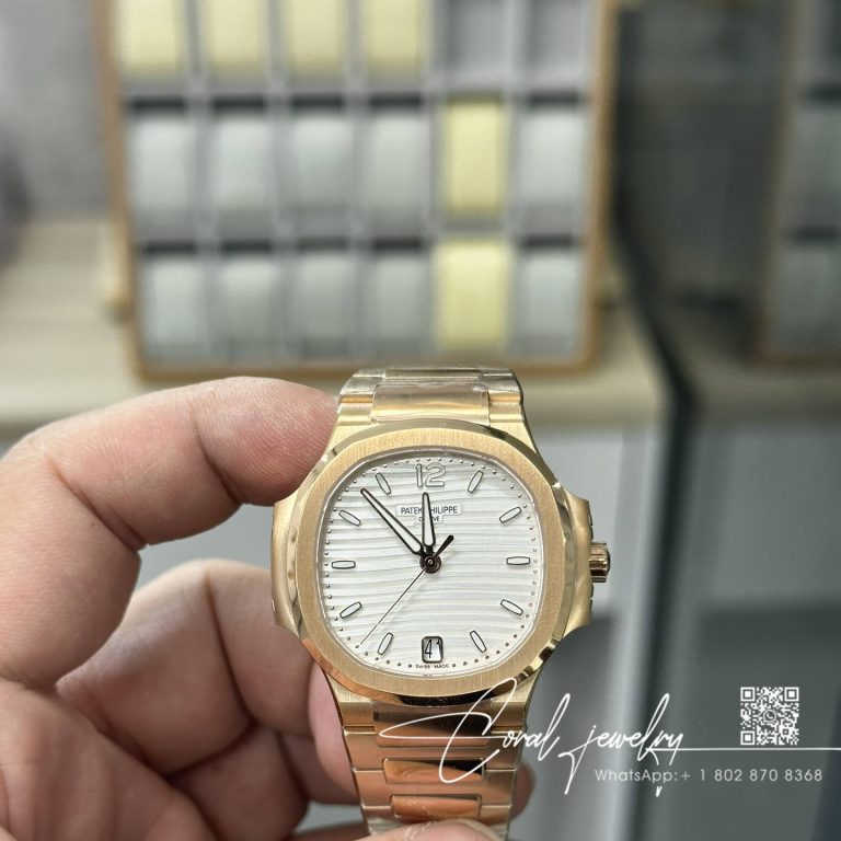 Replica Patek Philippe Nautilus Nautilus 7118 Lady 3kf Yg White Dial Swiss 324 Sc (1)