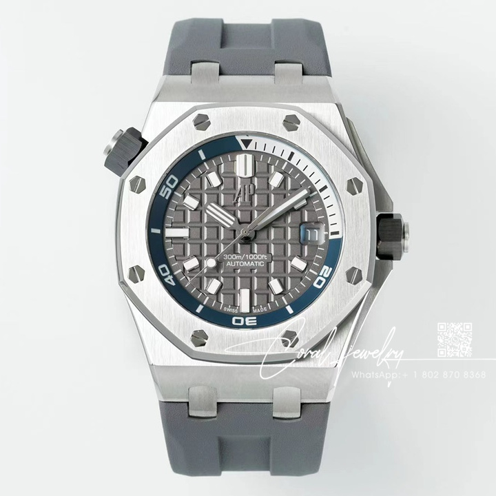 Replica Audemars Piguet Royal Oak 15720 Bb Ss Gray Dial Grey Rubber Strap 4308 (1)