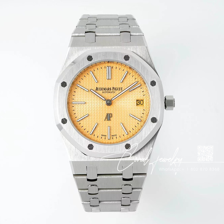 Replica Audemars Piguet Royal Oak Extra Thin 39mm 15202 Zf Ss Yellow Dial Swiss 2121 (1)