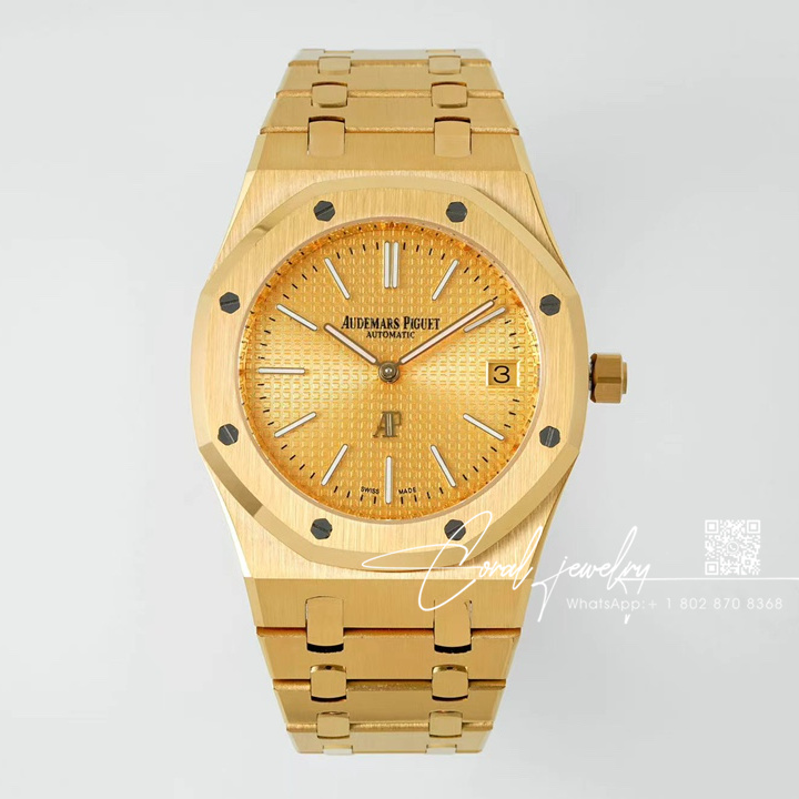 Replica Audemars Piguet Royal Oak Extra Thin 39mm 15202 Zf Yg Champagne Dial Swiss 2121 (1)