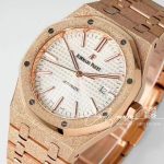 Replica Audemars Piguet Royal Oak Frosted Gold 41mm 15410bc Zf Factory Rg Silver Dial Swiss 3120 (3)