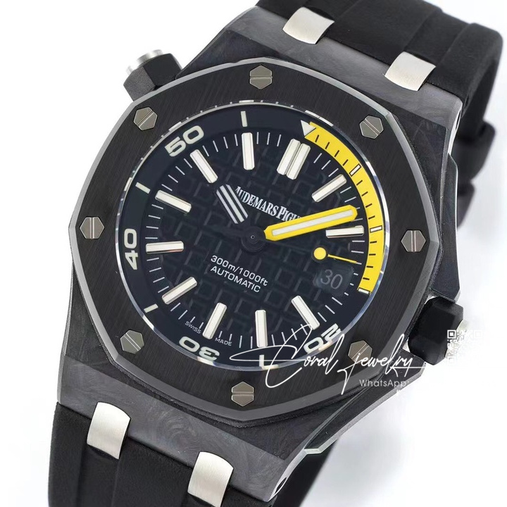 Replica Audemars Piguet Royal Oak Offshore Diver 15706 Jf V6f Forged Carbon Black Dial Swiss 3120 (2)