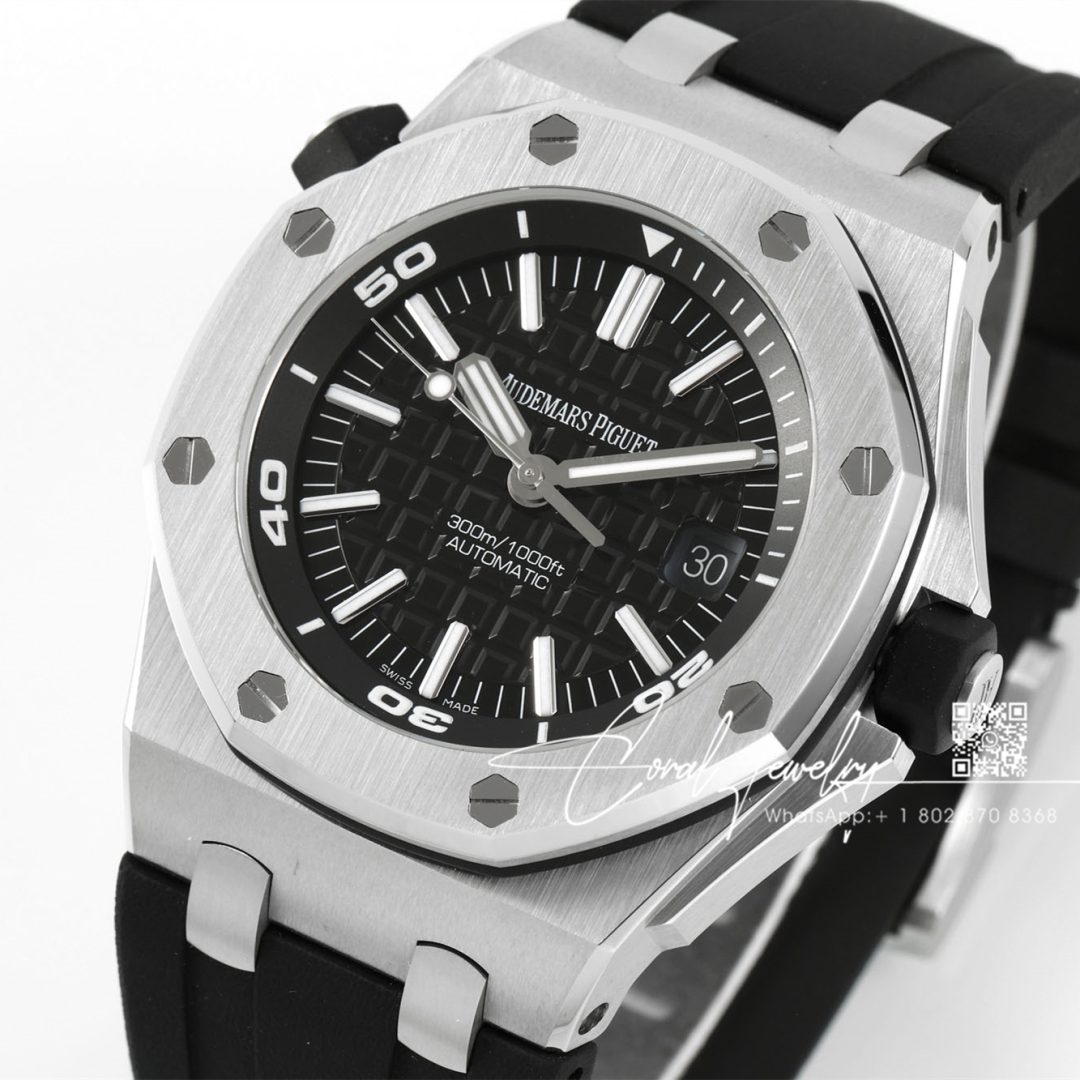 Replica Audemars Piguet Royal Oak Offshore Diver 15710 Apsf Ss Black Dial Swiss 3120 (2)