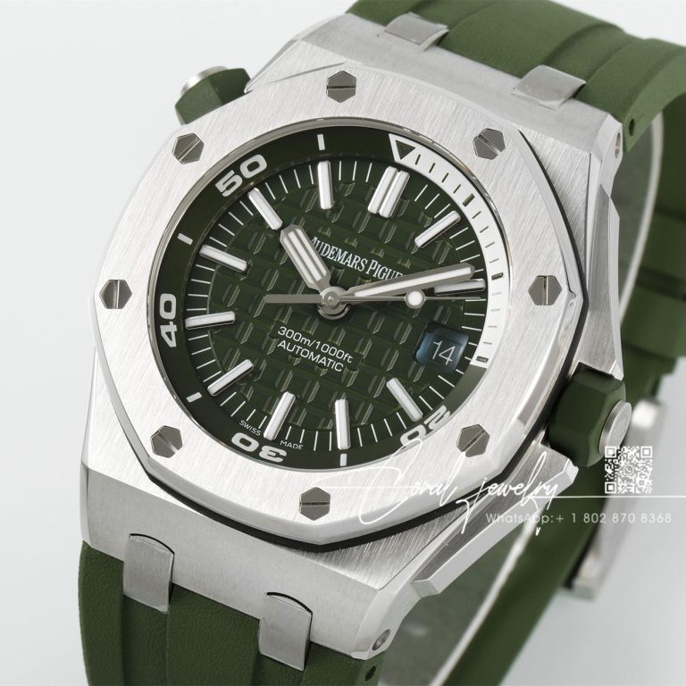 Replica Audemars Piguet Royal Oak Offshore Diver 15710 Apsf Ss Green Dial Swiss 3120 (2)