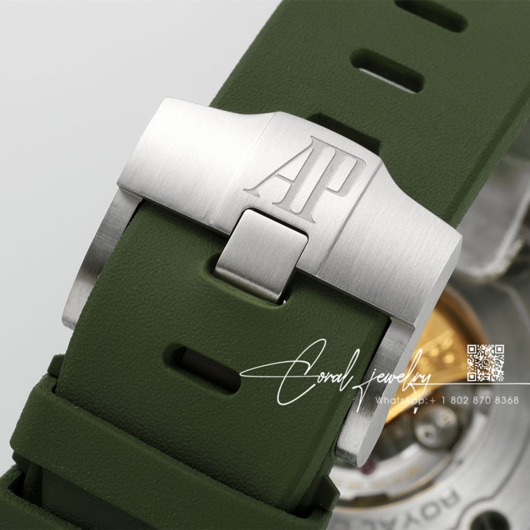 Replica Audemars Piguet Royal Oak Offshore Diver 15710 Apsf Ss Green Dial Swiss 3120 (6)