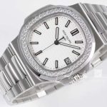 Replica Patek Philippe Nautilus 57111a Ppf V4 Ss & Diamond White Dial Swiss 324sc (5)