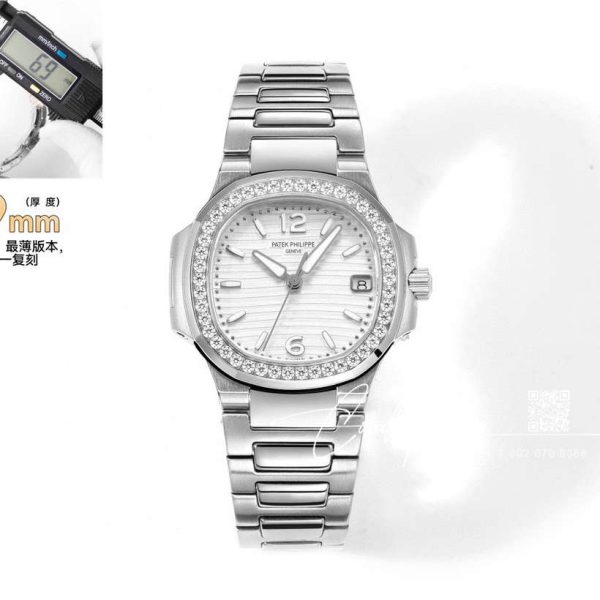 Replica Patek Philippe Nautilus Ladies 70101g 001 Grf Ss & Diamonds Silver Dial Swiss Quartz E23 250 S C (1)