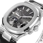 Replica Patek Philippe Nautilus Moonphase 5712 Grf Gray Dial Black Leather Strap Swiss 240 Ps (4)