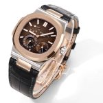 Replica Patek Philippe Nautilus Moonphase 5712 Grf Rg Brown Dial Black Leather Strap Swiss 240 Ps (4)