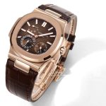 Replica Patek Philippe Nautilus Moonphase 5712 Grf Rg Brown Dial Brown Leather Strap Swiss 240 Ps (4)