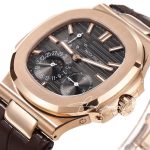 Replica Patek Philippe Nautilus Moonphase 5712 Grf Rg Grey Dial Brown Leather Strap Swiss 240 Ps (4)