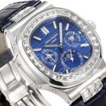 Replica Patek Philippe Nautilus Perpetual Calendar 5740 Ppf Blue Dial Diamond Bezel Swiss 240 Ps (5)