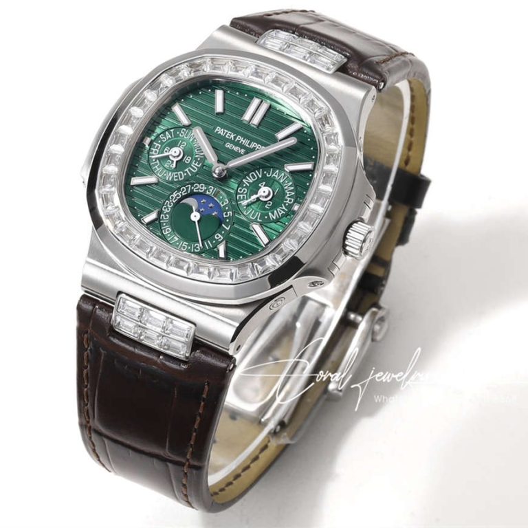 Replica Patek Philippe Nautilus Perpetual Calendar 5740 Ppf Green Dial Diamond Bezel Swiss 240 Ps (2)