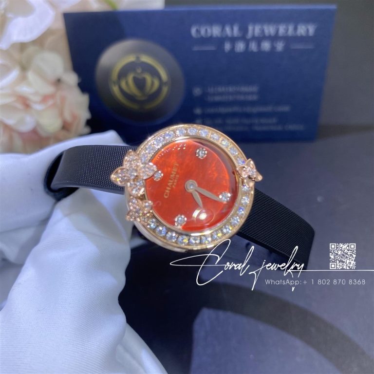 Chaumet Hortensia Eden Watch Small Model Rose Gold Diamonds Carnelian Coral (8)