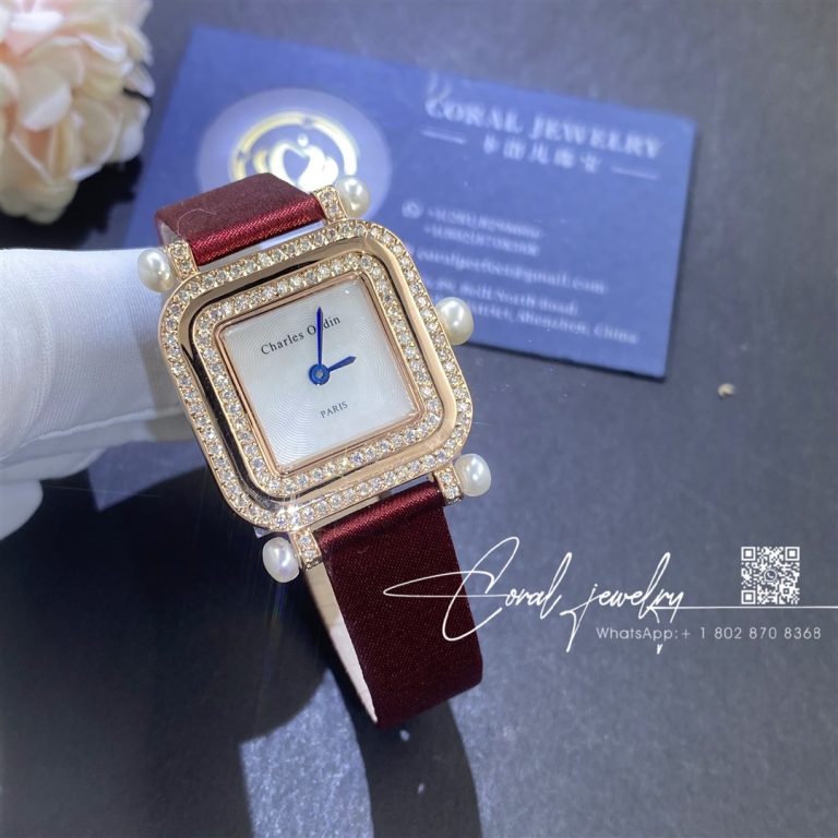 Charles Oudin Pansy Miroir Pearls Rose Gold Watch Coral (2)