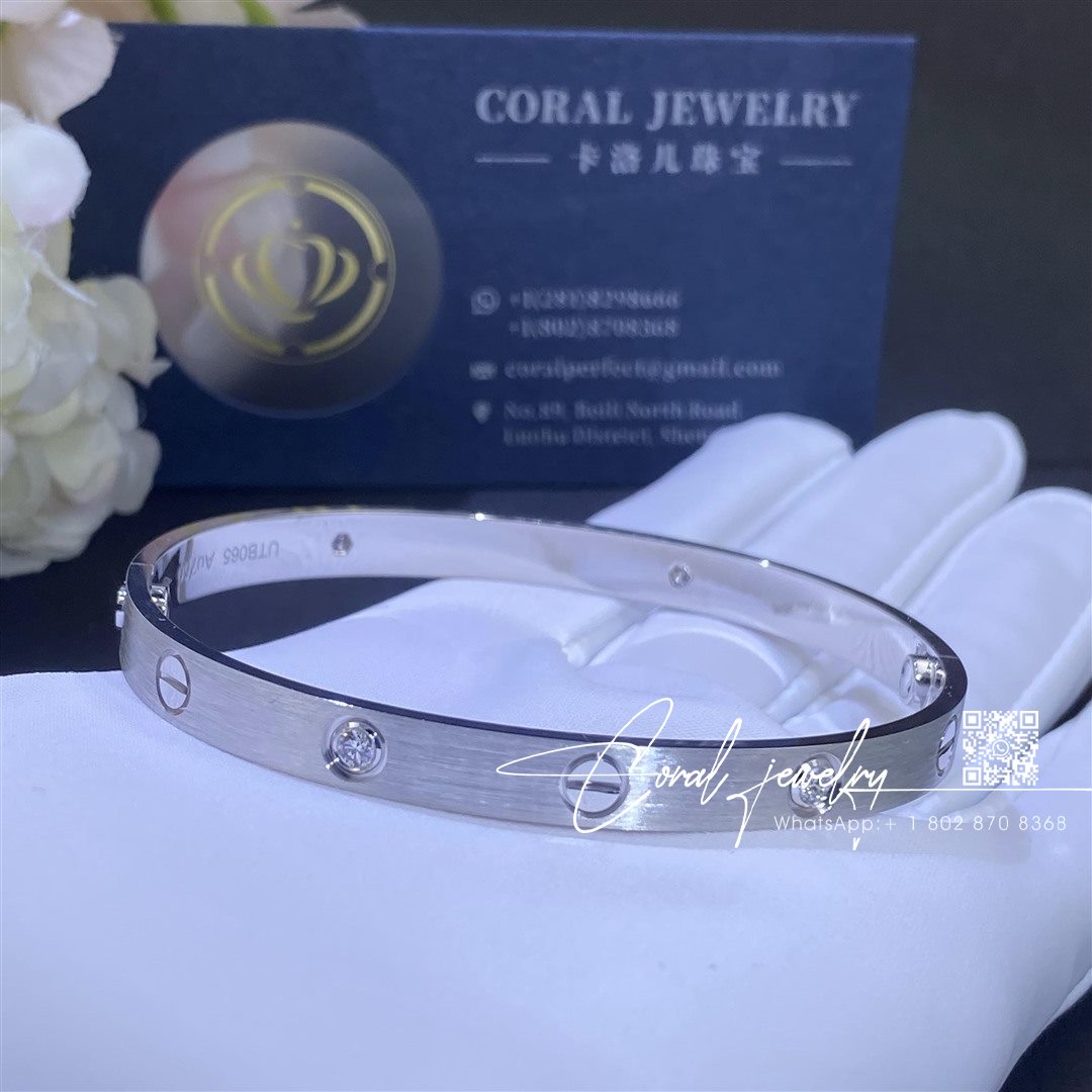 Cartier Love Bracelet Classic Model Brushed 4 Diamonds B6080217 Coral (2)
