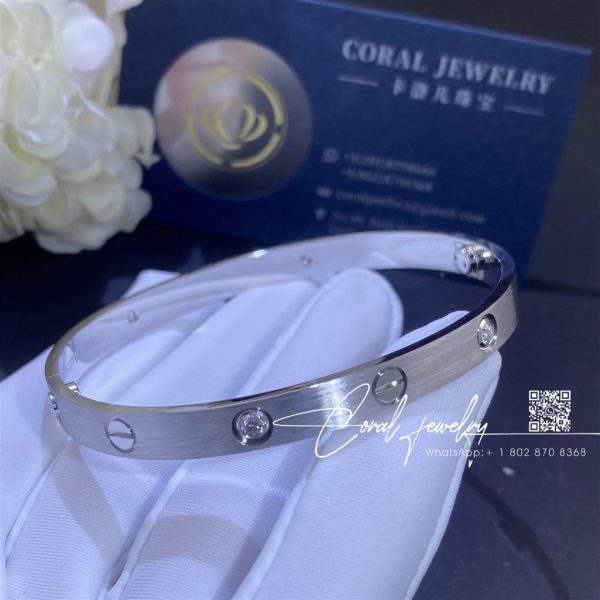 Cartier Love Bracelet Classic Model Brushed 4 Diamonds B6080217 Coral (5)