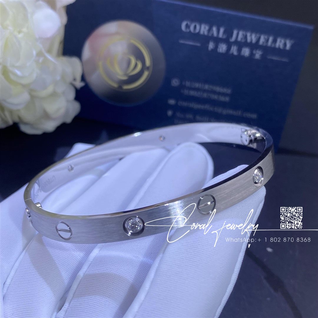 Cartier Love Bracelet Classic Model Brushed 4 Diamonds B6080217 Coral (5)