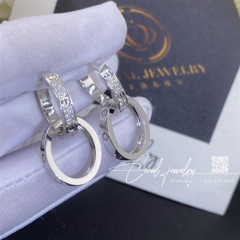 Cartier love earrings transformable semi paved white gold diamonds n8515242 coral (9)