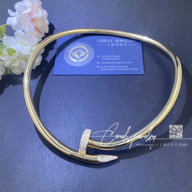 Cartier juste un clou collar necklace xlmodel yellow gold diamonds coral (1)