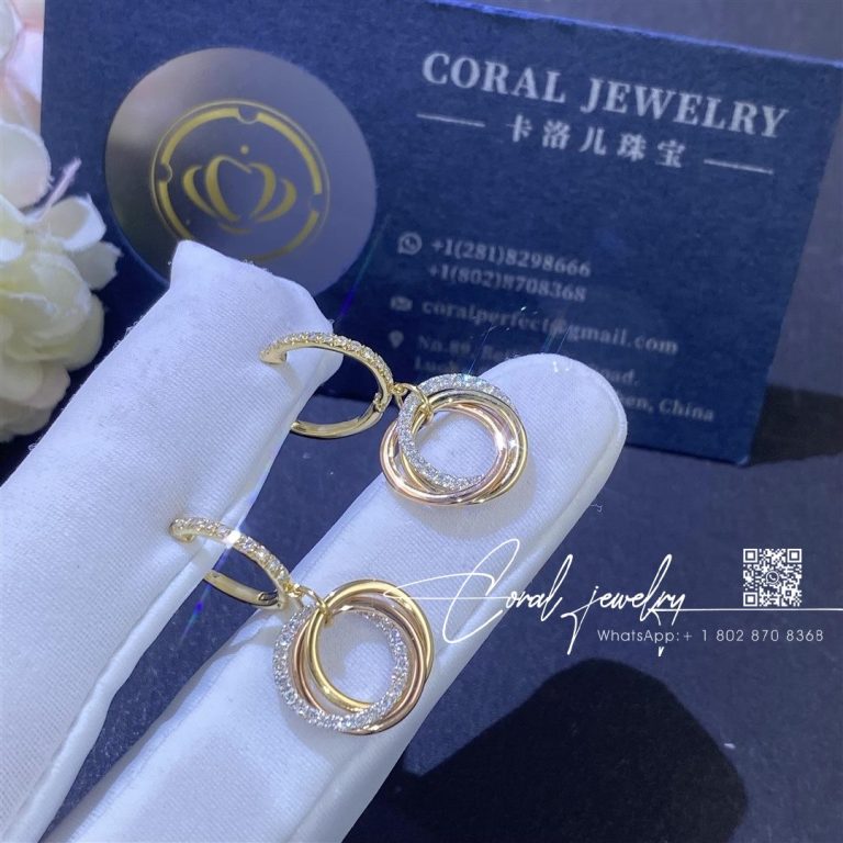 Cartier trinity earrings half paved b8301465 coral (3)