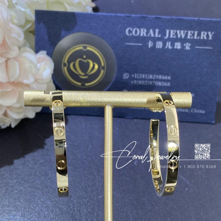 Cartier love hoop earrings large model yellow gold b8028200 coral (1)