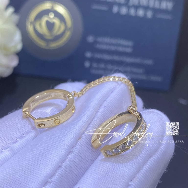 Cartier love single earring semi paved n8515243 coral (3)