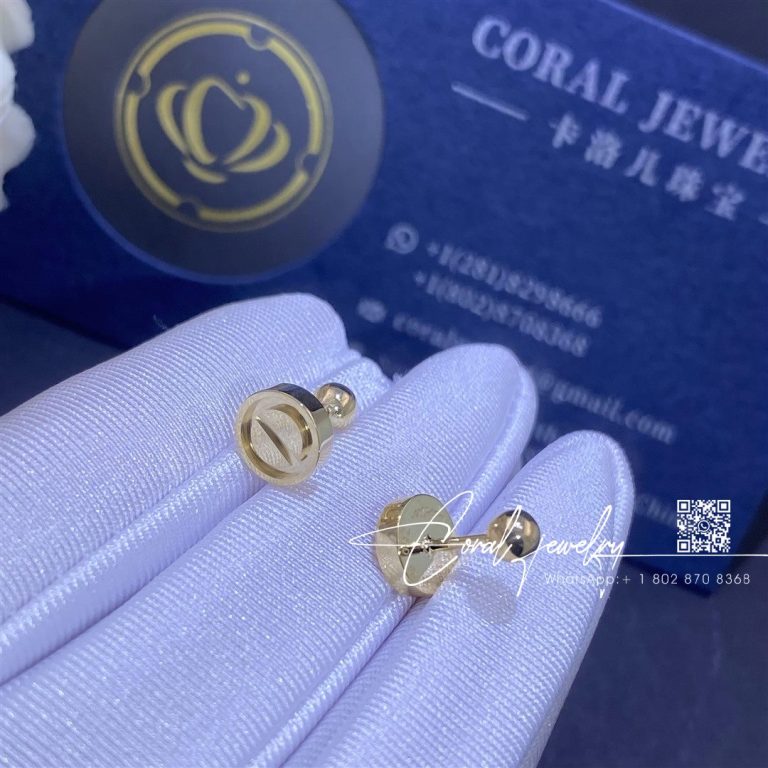 Cartier love stud earring yellow gold b8301421 coral (1)