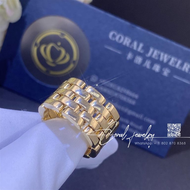 Cartier maillon panthere ring five rows yellow gold b4230700 coral (1)