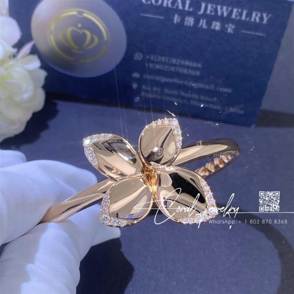 Pasquale bruni giardini segreti flower bracelet in 18k rose gold with white diamonds coral (1)