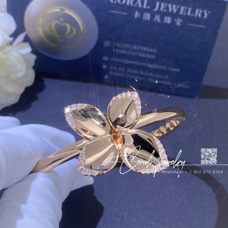 Pasquale bruni giardini segreti flower bracelet in 18k rose gold with white diamonds coral (1)