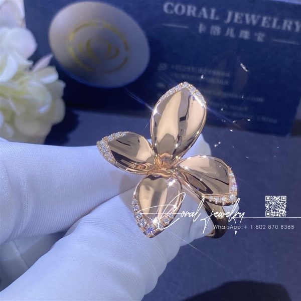 Pasquale bruni giardini segreti ring in 18k rose gold and daimons coral (1)