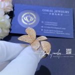 Pasquale bruni giardini segreti five leaves small flower ring coral (2)