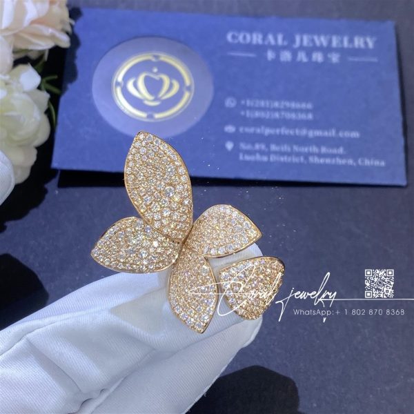 Pasquale bruni giardini segreti five leaves small flower ring coral (3)