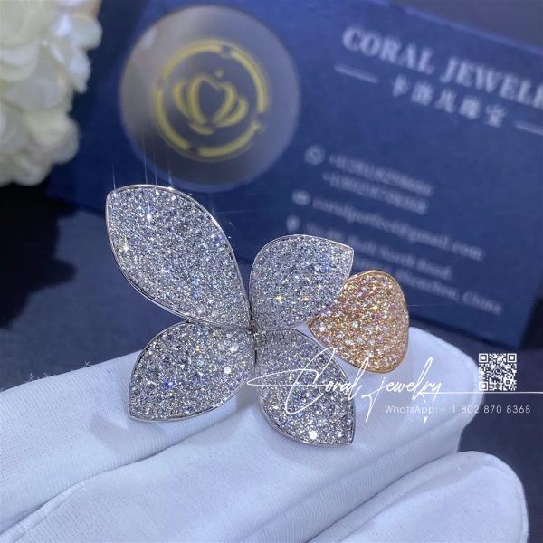 Pasquale bruni giardini segreti flower ring with diamonds 18k rose gold and white gold (5)
